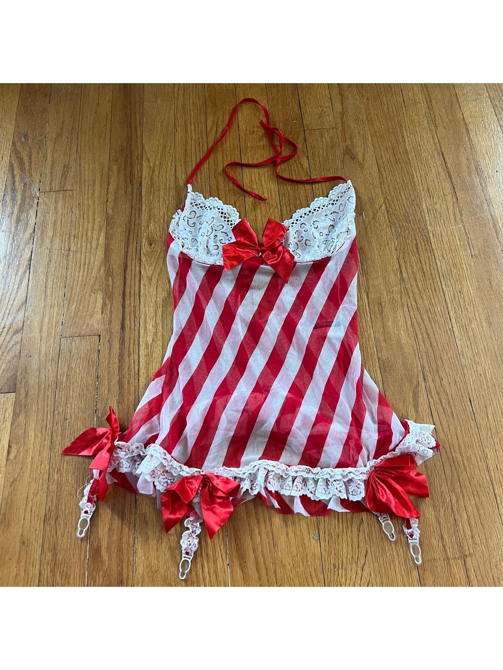 Vintage y2k leg avenue candy cane mesh mini dress